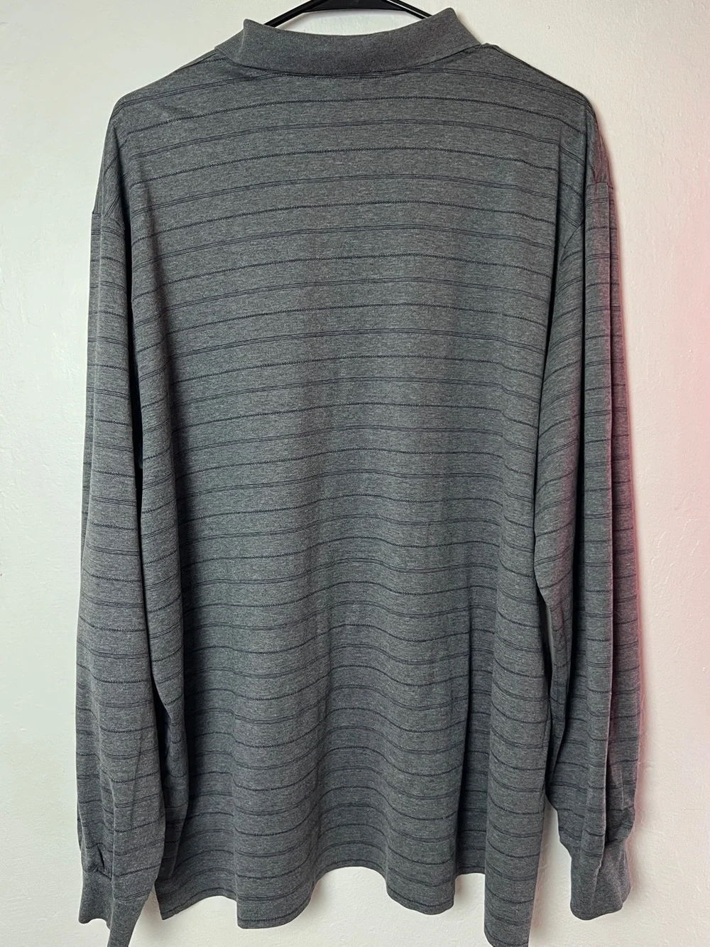 Polo by Ralph Lauren Men’s XXL Gray Striped Pima Cotton Long Sleeve Polo Shirt